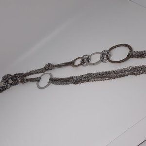 Vintage Silver & Gold Toned Multi-Strand Womens Necklace 19" Long